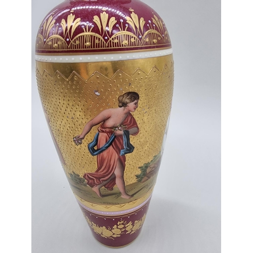 1360 - An interesting Vienna porcelain vase and cover, finely painted with classical figures against a gilt... 