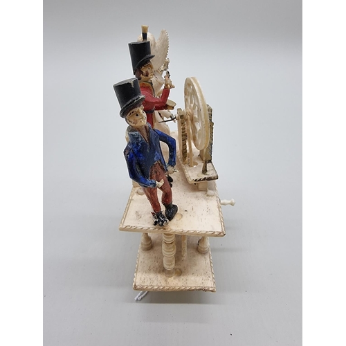 1371 - A rare early 19th century Napoleonic Prisoner of War Spinning Jenny automaton bone figure group,&nbs... 