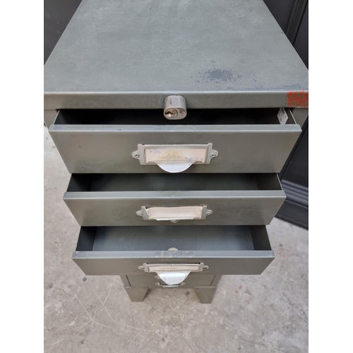 1016 - A small vintage 'Howden' metal filing chest, 86.5cm high x 28.5cm wide x 41cm deep. ... 