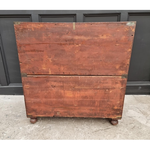 1037 - A good 19th century camphor and brass bound campaign chest, with countersunk handles, 99cm wide.... 
