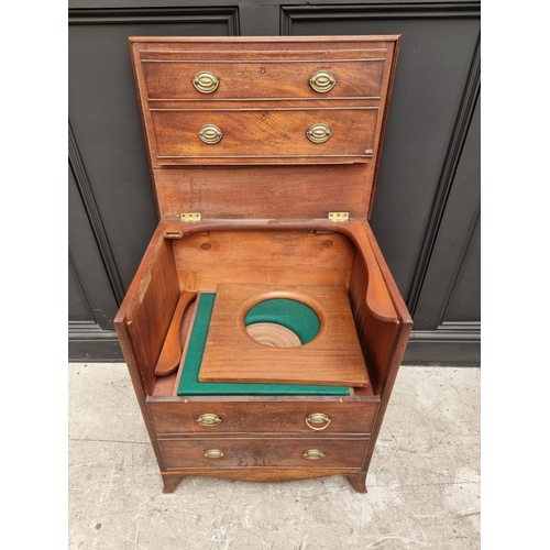 1038 - An antique mahogany commode chest, 64cm wide.  