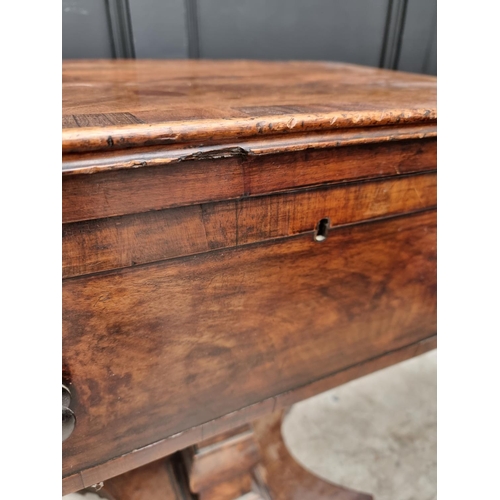 1039 - A 19th century mahogany pedestal work table, with hinged top, 60cm wide. 