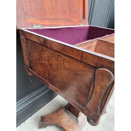 1039 - A 19th century mahogany pedestal work table, with hinged top, 60cm wide. 