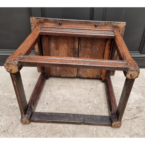 1059 - An antique oak single drawer side table, with single drawer, 86cm wide. 