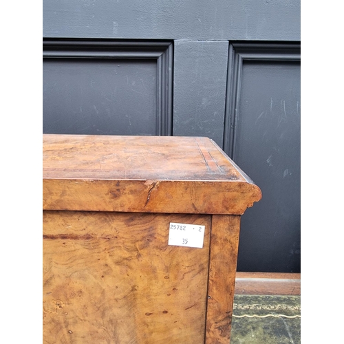 1062 - Miniature Furniture: a good Victorian walnut and marquetry three drawer chest, with ivory inset knob... 