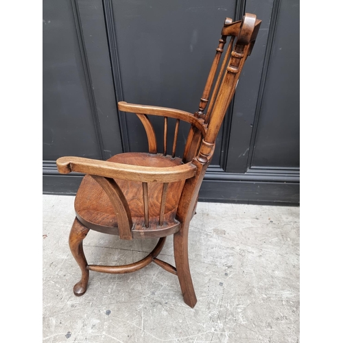 1074 - A small 18th century style ash, elm and beech Windsor armchair. 