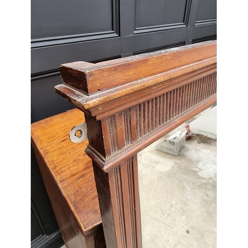 1080 - A large early 20th century mahogany overmantel mirror, 140 x 127cm. 