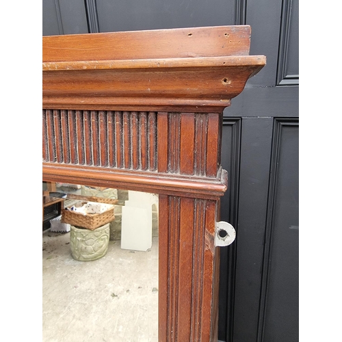 1080 - A large early 20th century mahogany overmantel mirror, 140 x 127cm. 