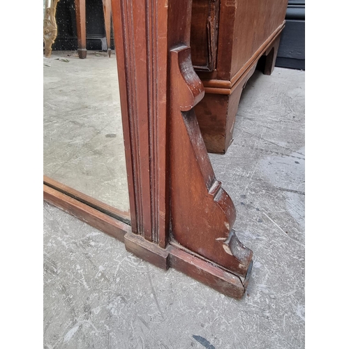 1080 - A large early 20th century mahogany overmantel mirror, 140 x 127cm. 