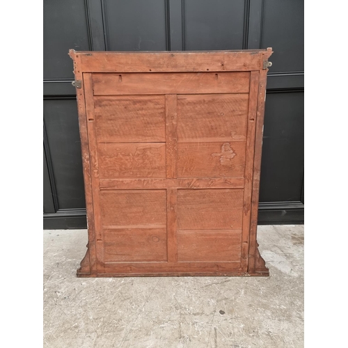 1080 - A large early 20th century mahogany overmantel mirror, 140 x 127cm. 