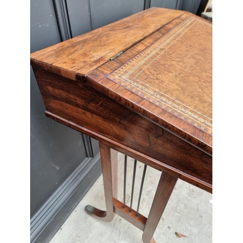 1084 - An unusual 19th century rosewood Davenport type desk, with two small lateral slides, 70cm wide.... 