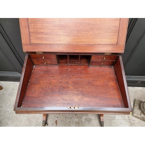 1084 - An unusual 19th century rosewood Davenport type desk, with two small lateral slides, 70cm wide.... 