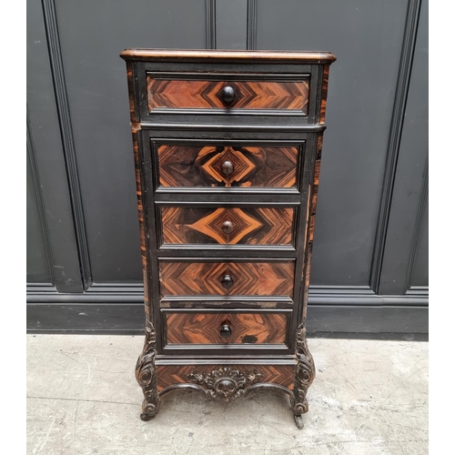 1093 - A late 19th century French coromandel and ebonized pot cupboard, stamped 'Chenu, 115 Fc St Antoine, ... 