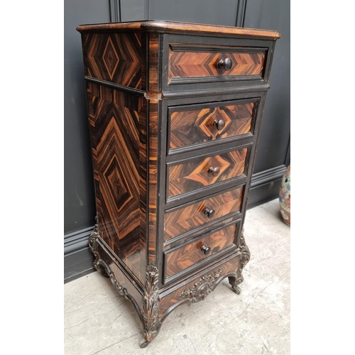 1093 - A late 19th century French coromandel and ebonized pot cupboard, stamped 'Chenu, 115 Fc St Antoine, ... 