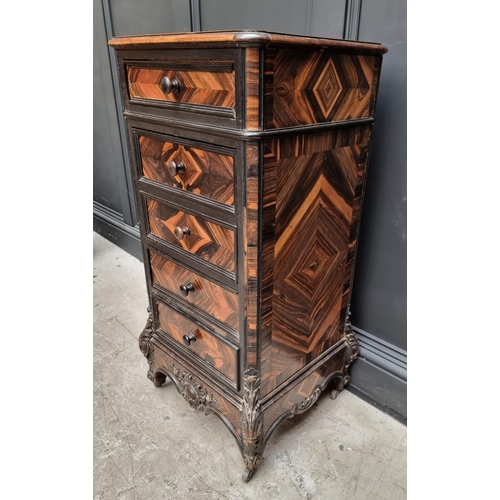 1093 - A late 19th century French coromandel and ebonized pot cupboard, stamped 'Chenu, 115 Fc St Antoine, ... 