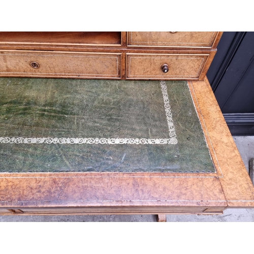 1094 - A fine Charles X amboyna and ivory line inlaid bonheur du jour, stamped 'Knuffmann, 8834', 100.5cm w... 