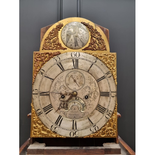 1100 - A George III oak and mahogany crossbanded eight day longcase clock, the 12in arched silvered dial in... 