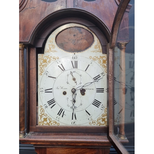 1102 - A Scottish George III mahogany eight day longcase clock, the 13in painted arched dial inscribed... 