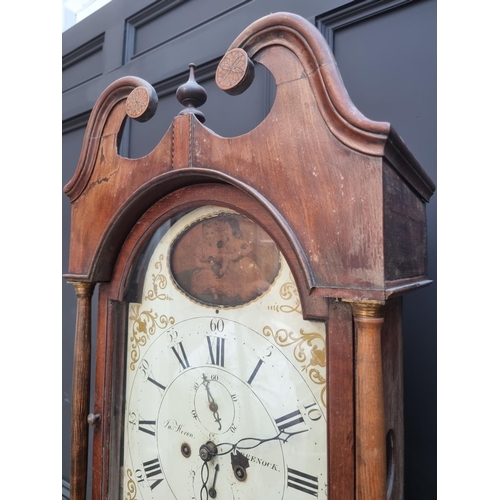 1102 - A Scottish George III mahogany eight day longcase clock, the 13in painted arched dial inscribed... 