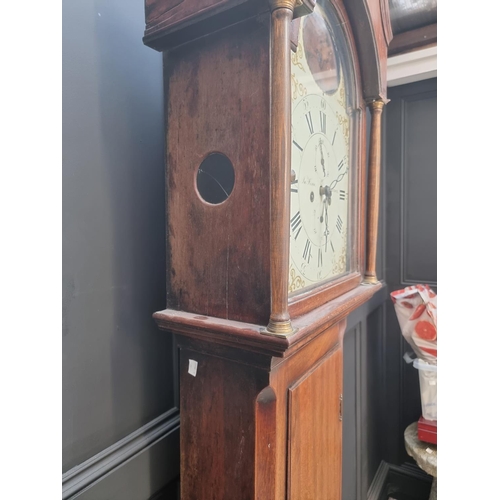 1102 - A Scottish George III mahogany eight day longcase clock, the 13in painted arched dial inscribed... 