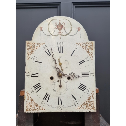 1103 - A George III oak and mahogany crossbanded eight day longcase clock, the 13in painted arched dial ins... 