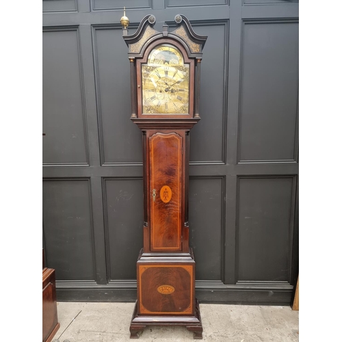 1104 - A George III mahogany and inlaid eight day longcase clock, the 13in brass moonphase dial inscribed '... 