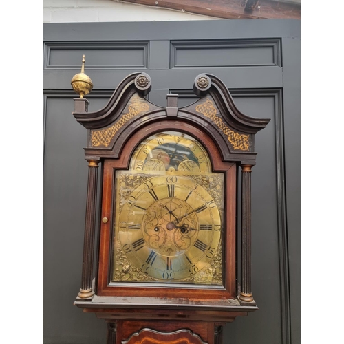 1104 - A George III mahogany and inlaid eight day longcase clock, the 13in brass moonphase dial inscribed '... 