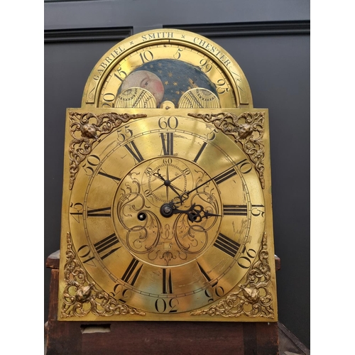 1104 - A George III mahogany and inlaid eight day longcase clock, the 13in brass moonphase dial inscribed '... 