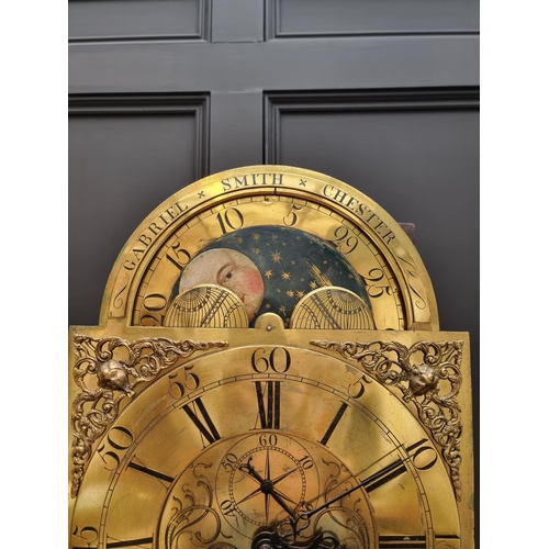 1104 - A George III mahogany and inlaid eight day longcase clock, the 13in brass moonphase dial inscribed '... 