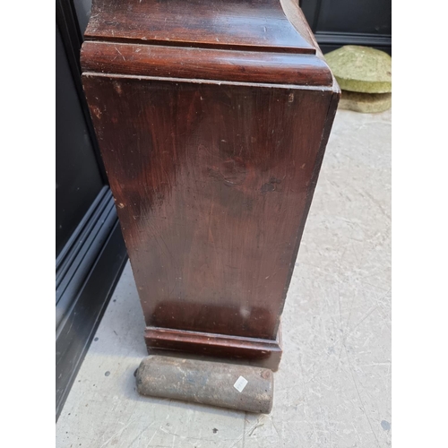 1105 - A George III stained oak and pine longcase clock, the 12in brass and silvered dial with rocking ship... 