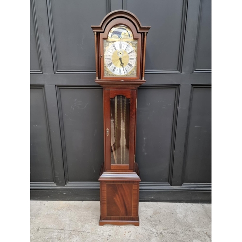 1106 - A small reproduction mahogany longcase clock, the moon phase dial inscribed 'Richard Broad, Bodmin, ... 