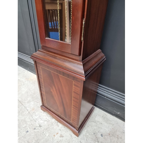 1106 - A small reproduction mahogany longcase clock, the moon phase dial inscribed 'Richard Broad, Bodmin, ... 