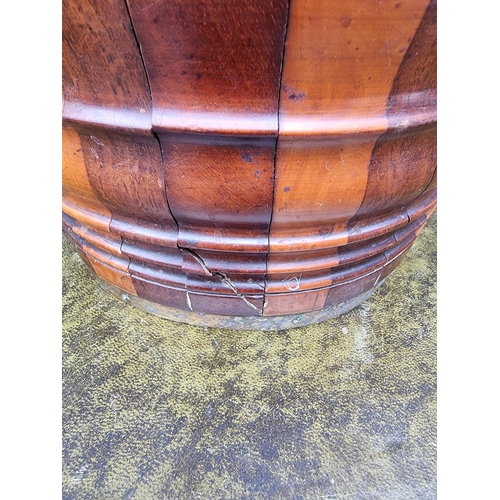 1109 - A 19th century Dutch fruitwood peat bucket, with brass liner, total height 49cm. ... 