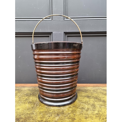 1110 - A 19th century Dutch fruitwood and ebonized peat bucket, total height 41cm. ... 