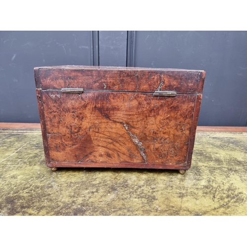 1129 - A very unusual late 18th century walnut and inlaid bowfront workbox, possibly Irish, the interior wi... 