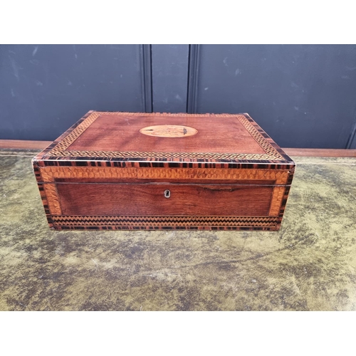 1132 - An interesting early 19th century mahogany and marquetry workbox, possibly Scottish, 35.5cm wide.&nb... 