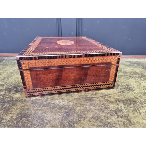 1132 - An interesting early 19th century mahogany and marquetry workbox, possibly Scottish, 35.5cm wide.&nb... 