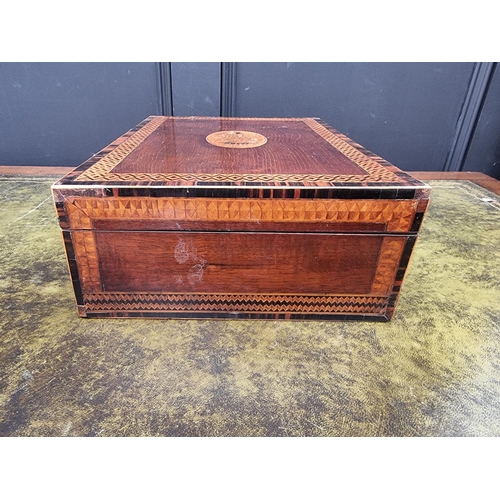 1132 - An interesting early 19th century mahogany and marquetry workbox, possibly Scottish, 35.5cm wide.&nb... 