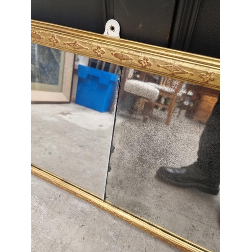 1140 - A George III giltwood framed rectangular pier mirror, 196.5 x 43cm. 