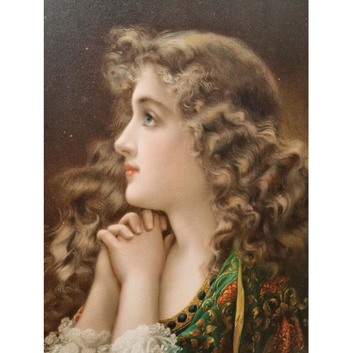 1150 - A Pre-Raphaelite print of a lady, 50 x 37.5cm.