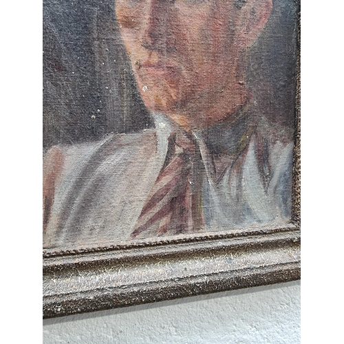 1185 - Sam Glover, self portrait, oil on canvas, 40 x 29.5cm.  