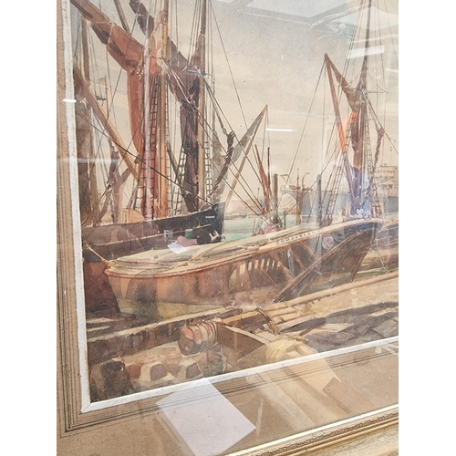 1202 - Carrington Birch, a busy shipping port, signed,  watercolour, 35 x 47cm. ... 