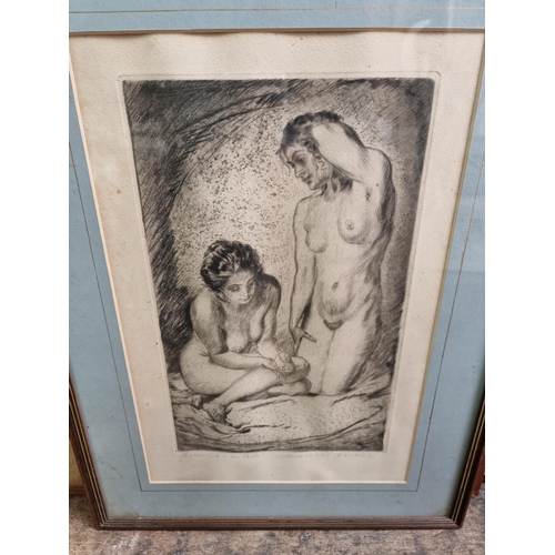 1203 - Hanns Anker, two pencil signed etchings of female nudes, largest pl.32 x 20cm; together with an... 