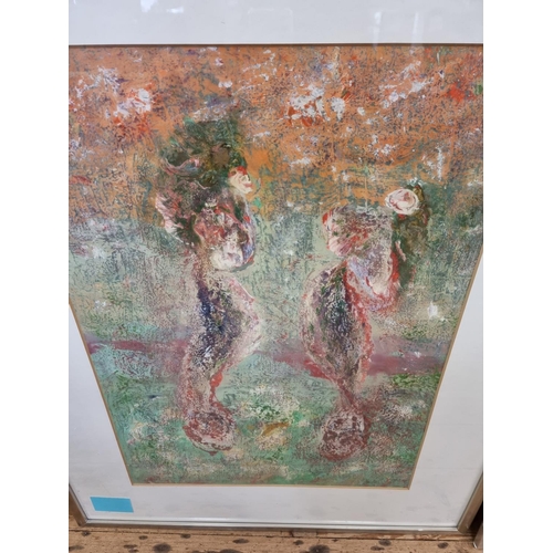 1212 - Oriental School, figures, three works, gouache, largest 73 x 53cm. (3)