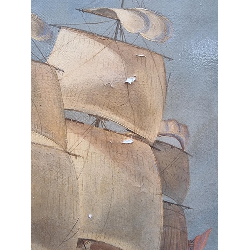 1223 - Richard Temple, a galleon, signed, oil on canvas, 60 x 90cm. 