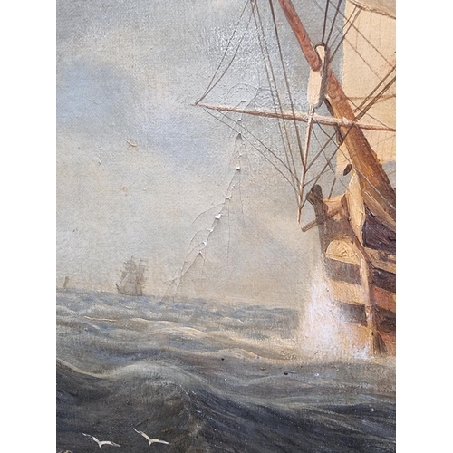 1223 - Richard Temple, a galleon, signed, oil on canvas, 60 x 90cm. 