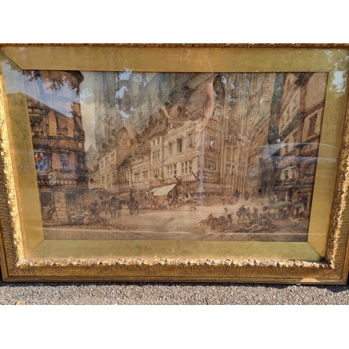 1254 - Paul Marny, French scenes, a pair, each signed, watercolour, 59.5 x 98.5cm. (2)