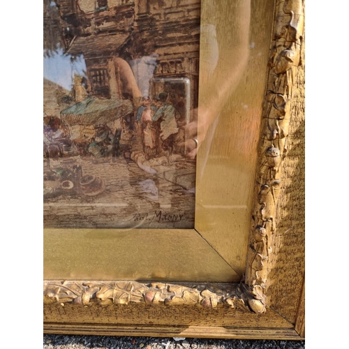 1254 - Paul Marny, French scenes, a pair, each signed, watercolour, 59.5 x 98.5cm. (2)