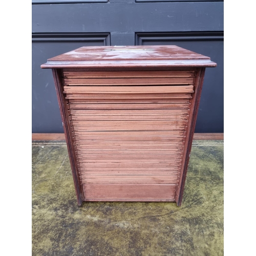 1260 - A Victorian mahogany microscope slide chest, with ivory knobs and inlay, 40cm high x 31cm wide x 31c... 