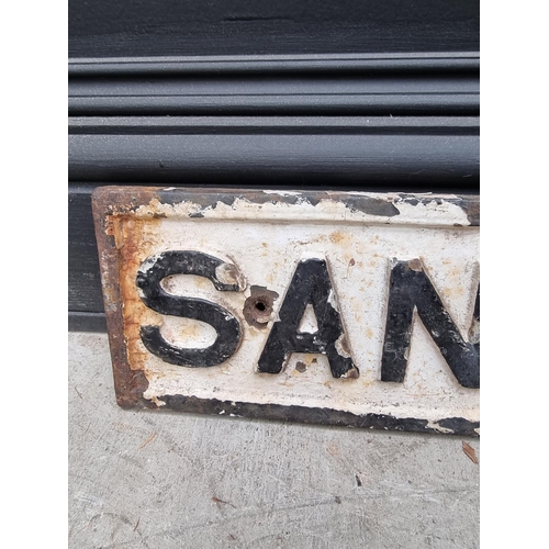 1264 - A cast iron 'Sandy Lane' street sign, 15 x 76.5cm. 